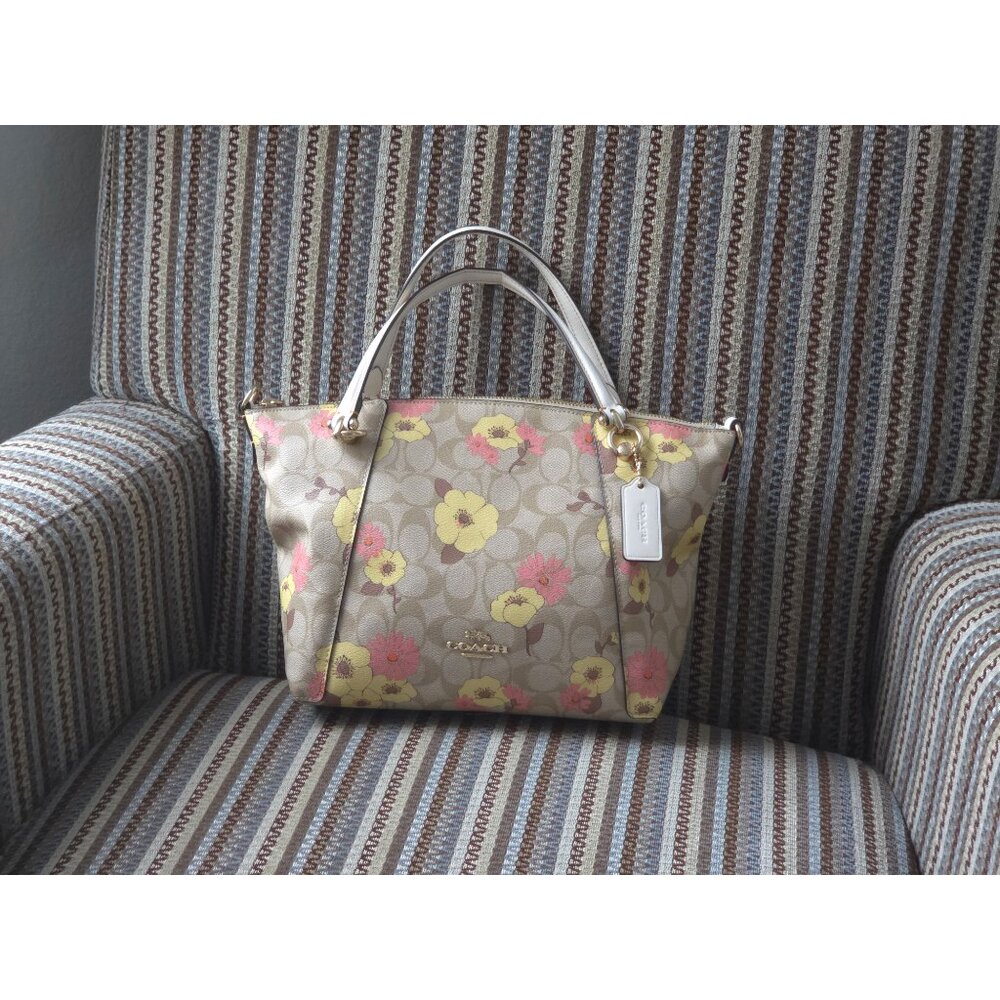 Coach Signature Floral Kacey Satchel - Picture 8 of 12